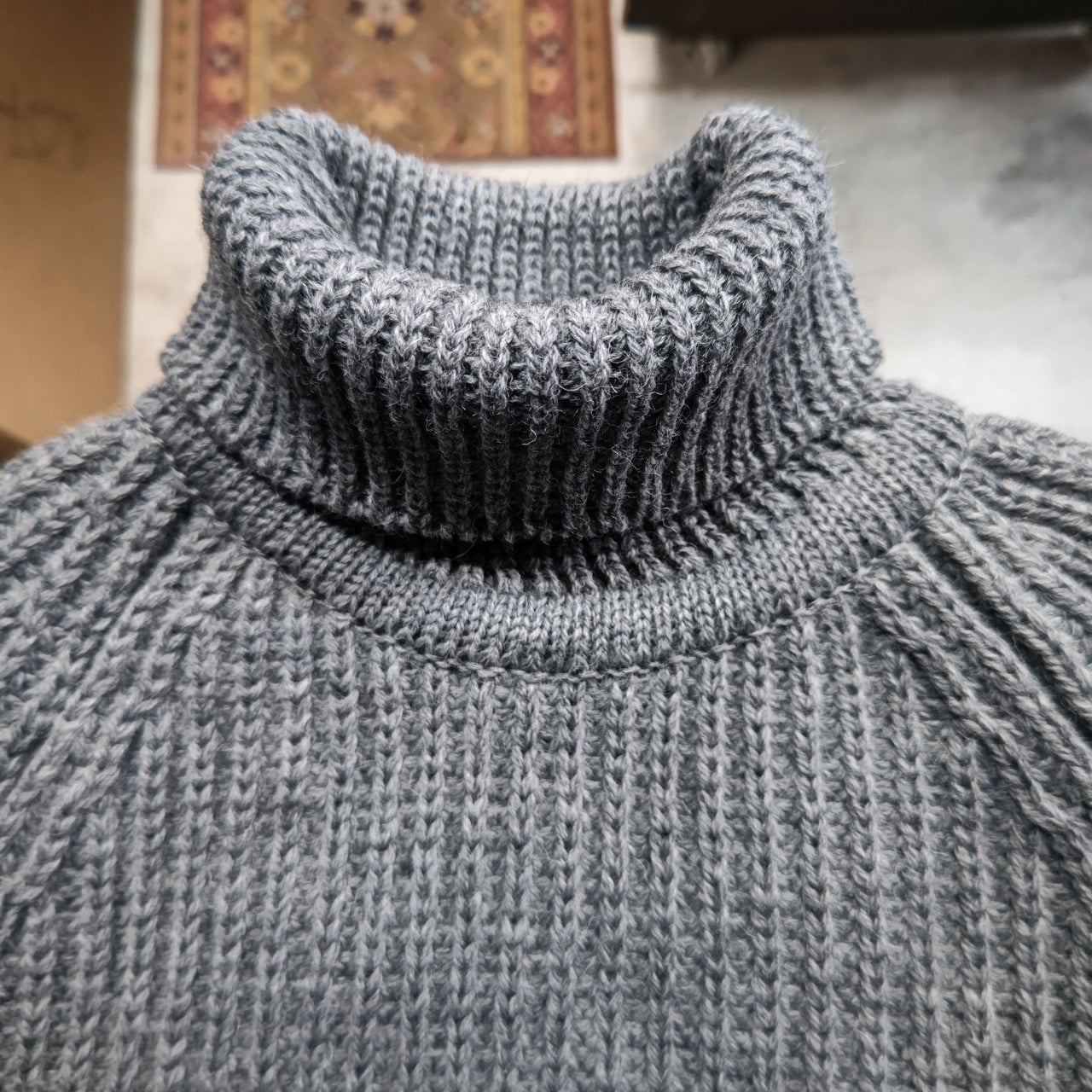 Fisherman Sweater Turtle Neck　= 100% british wool =